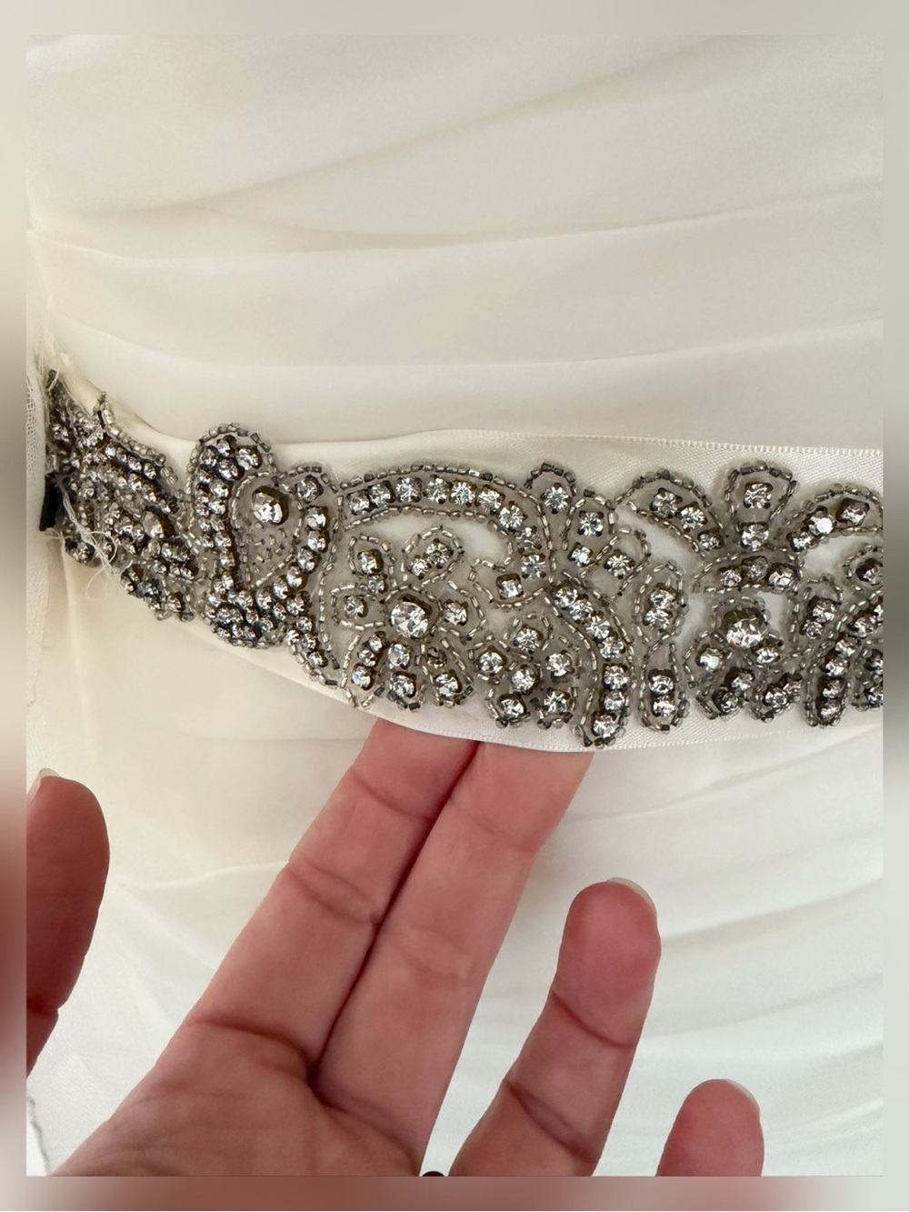 White by Vera Wang Organza Trumpet Wedding Dress STYLE # VW351011 - Picture 4 of 16